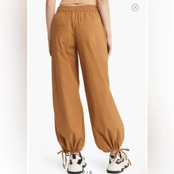 Open Edit Khaki/Tan Tie Hem Joggers Size XXS - Picture 2 of 8